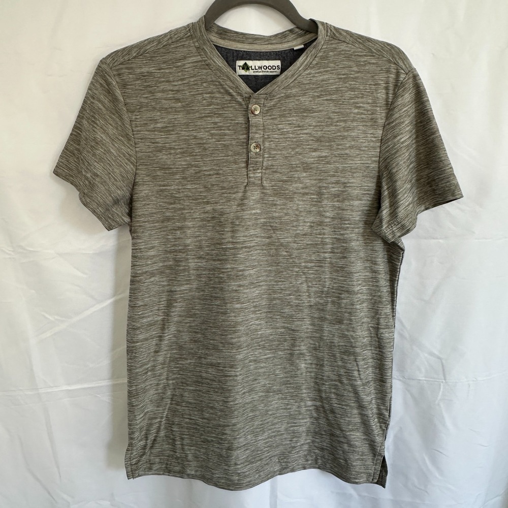 Tallwoods Men's Henley Small Pullover S/S Crewneck‎ Activewear Supersoft Gray